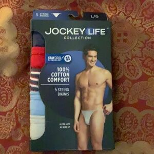 Men’s Jockey Life Collection String Bikini Briefs Underwear 5 Pack Size Large